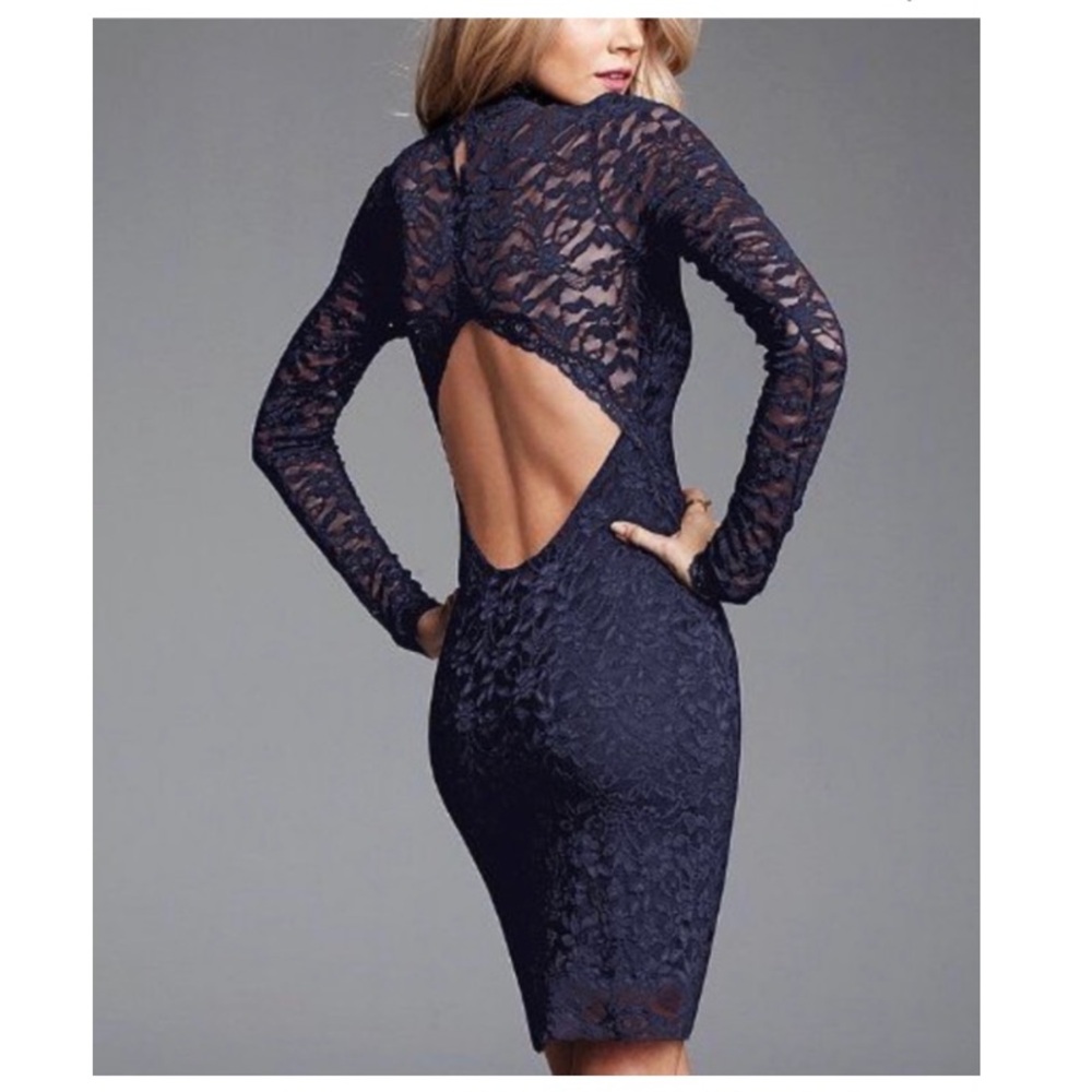 MODA High Neck Lace Longsleeve Bodycon Dress